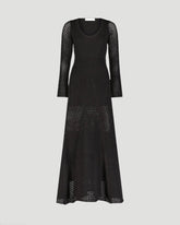 Black Scoop Neck Long Sleeve Knit Maxi Dress